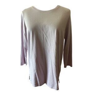 Lands End Lavender 3/4 Sleeve Womens Cotton Top Small Everyday Wear Casual